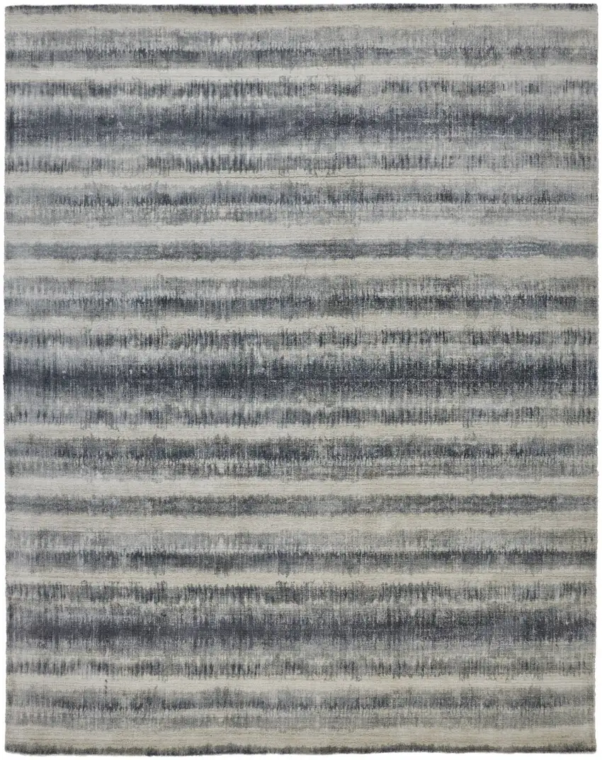 Ivory And Blue Abstract Hand Woven Area Rug Photo 5