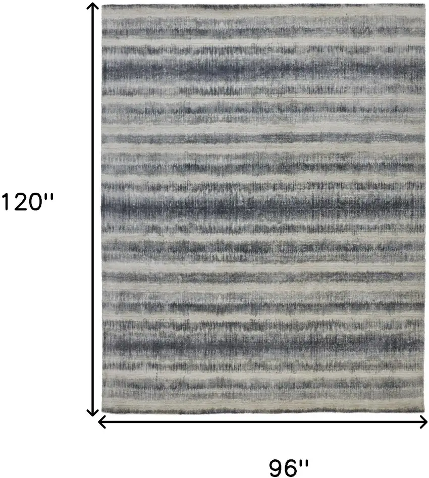 Ivory And Blue Abstract Hand Woven Area Rug Photo 10