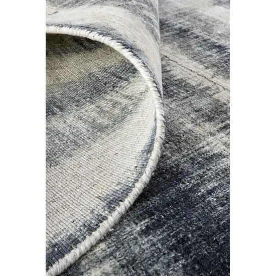 Ivory And Blue Abstract Hand Woven Area Rug Photo 7