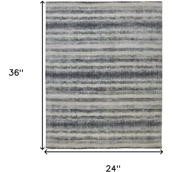 Ivory And Blue Abstract Hand Woven Area Rug Photo 3