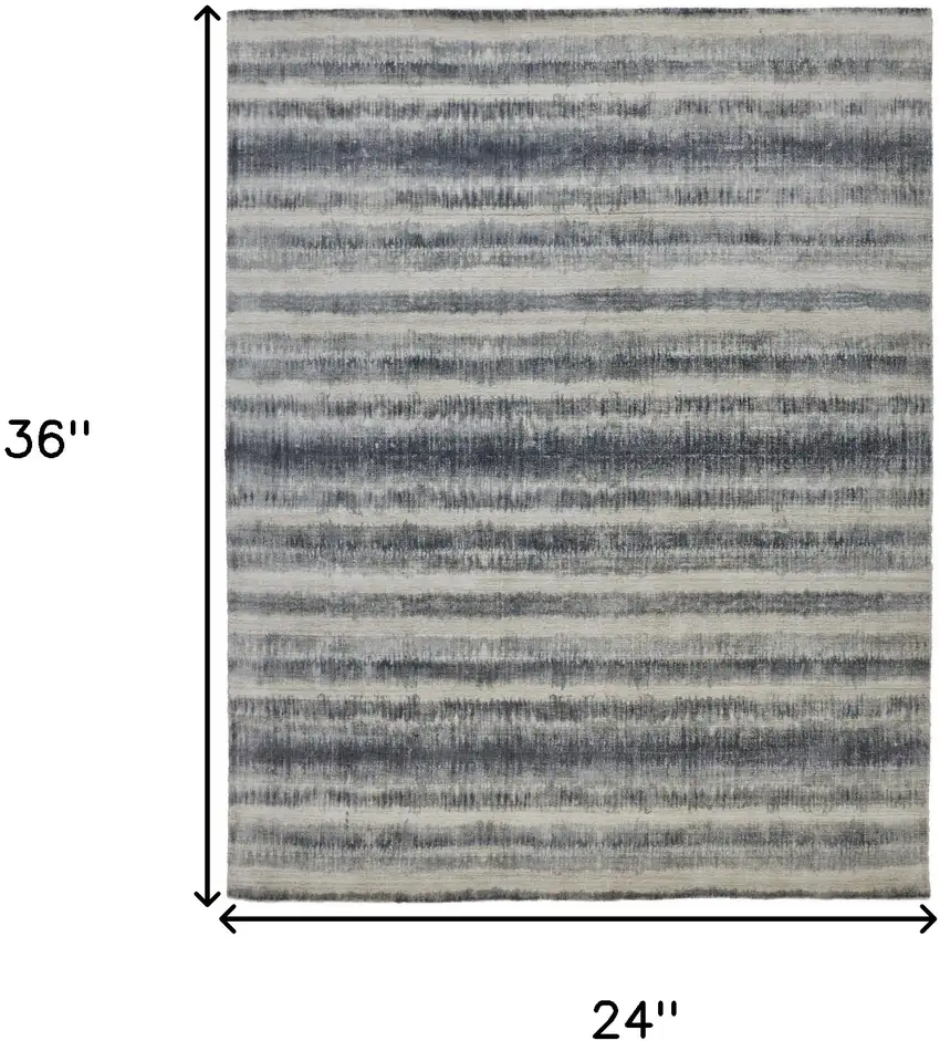 Ivory And Blue Abstract Hand Woven Area Rug Photo 3