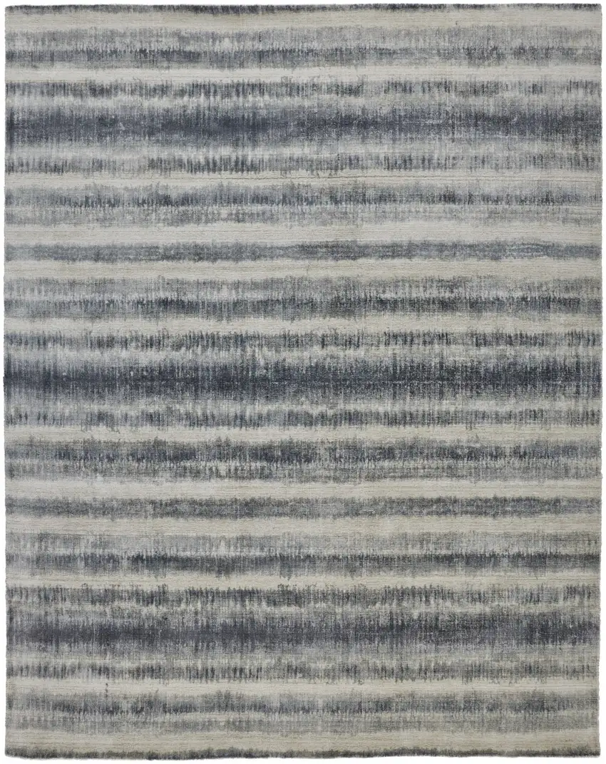 Ivory And Blue Abstract Hand Woven Area Rug Photo 1
