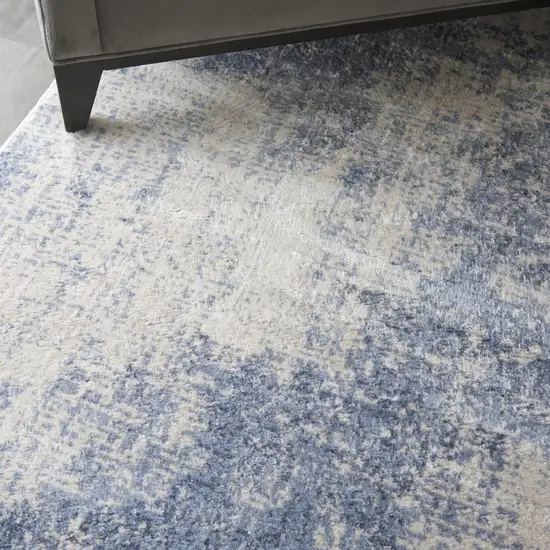 Ivory And Blue Abstract Non Skid Area Rug Photo 5