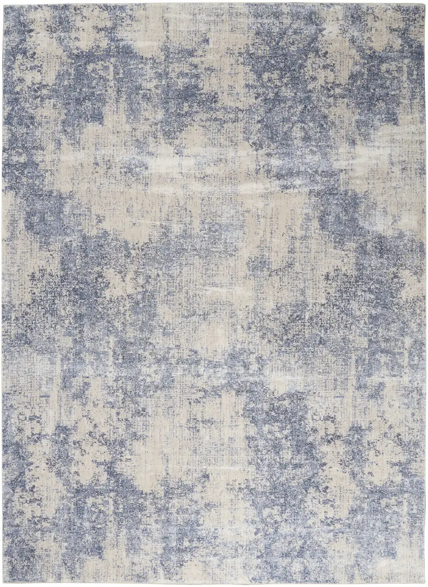 Ivory And Blue Abstract Non Skid Area Rug Photo 8