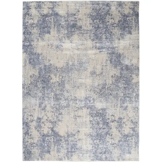 Ivory And Blue Abstract Non Skid Area Rug Photo 8