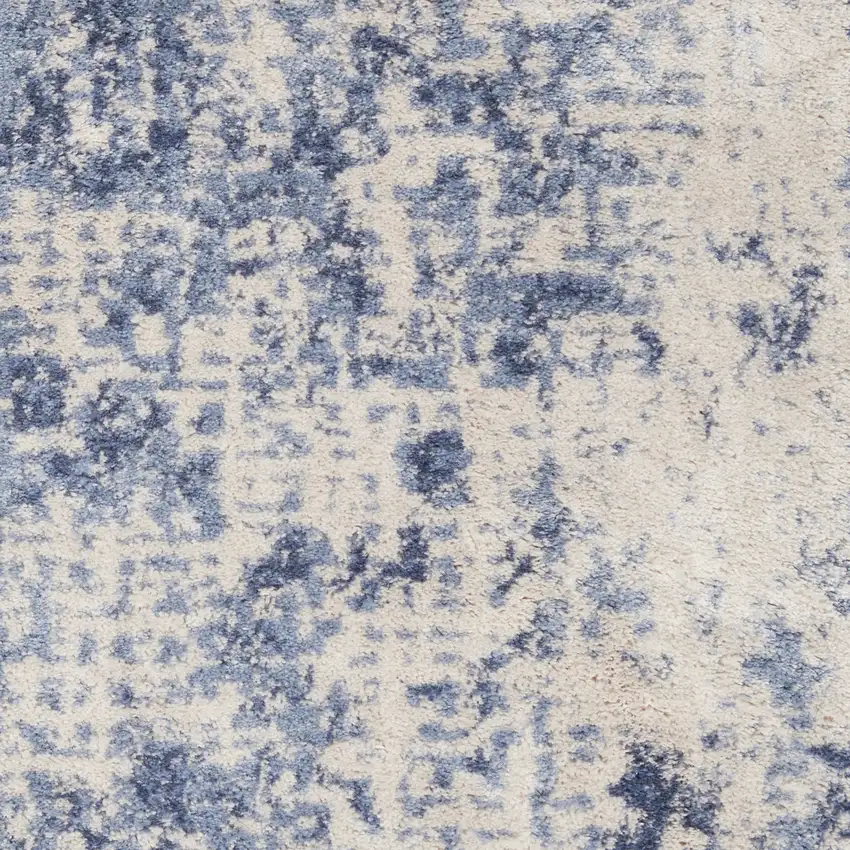 Ivory And Blue Abstract Non Skid Area Rug Photo 2