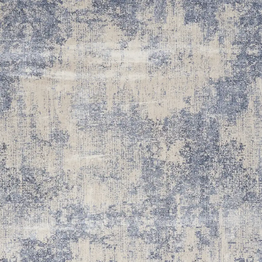 Ivory And Blue Abstract Non Skid Area Rug Photo 7