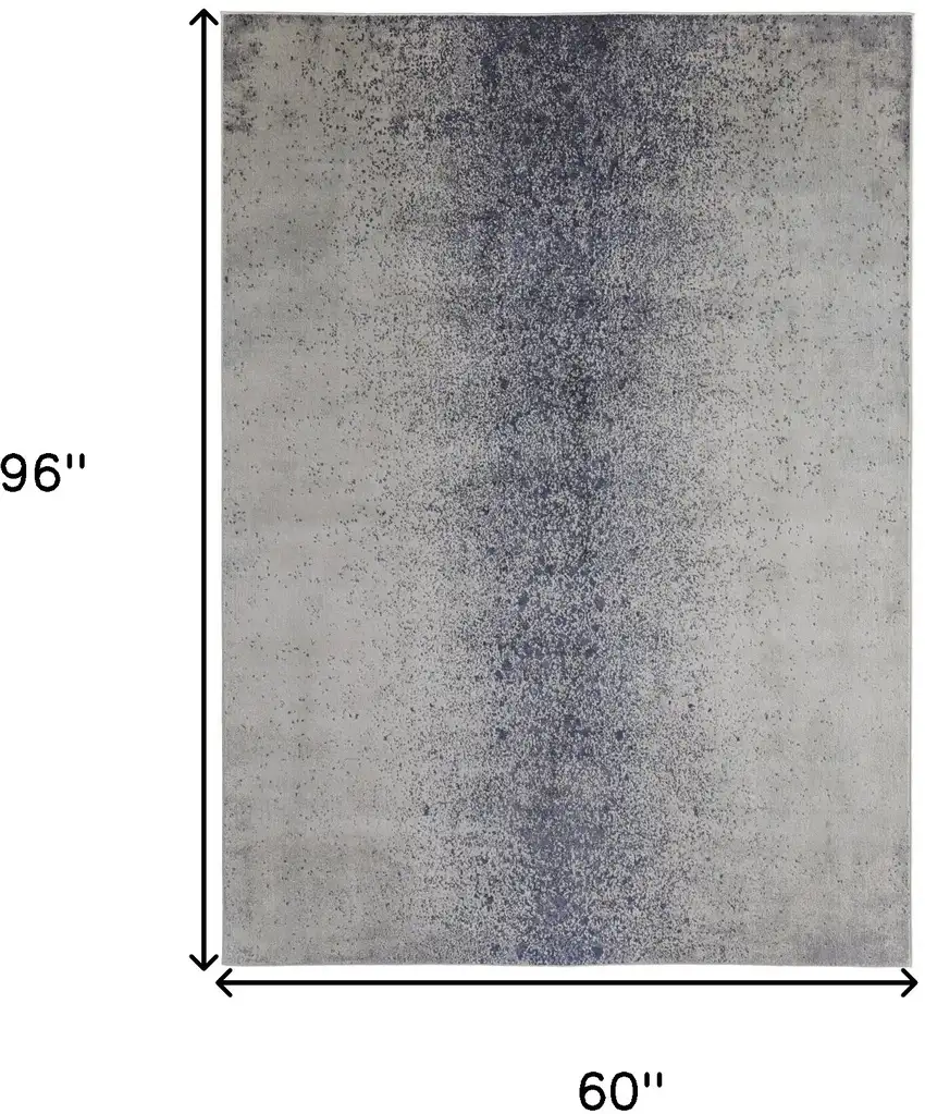 Ivory And Blue Abstract Power Loom Area Rug Photo 10