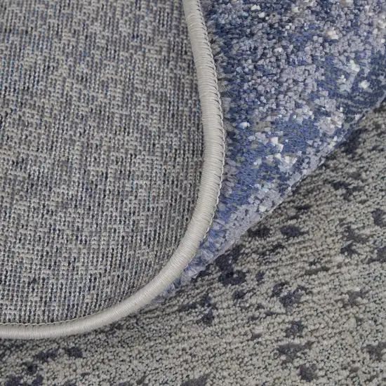 Ivory and Blue Abstract Power Loom Non Skid Area Rug Photo 8
