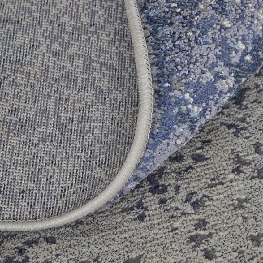 Ivory and Blue Abstract Power Loom Non Skid Area Rug Photo 8
