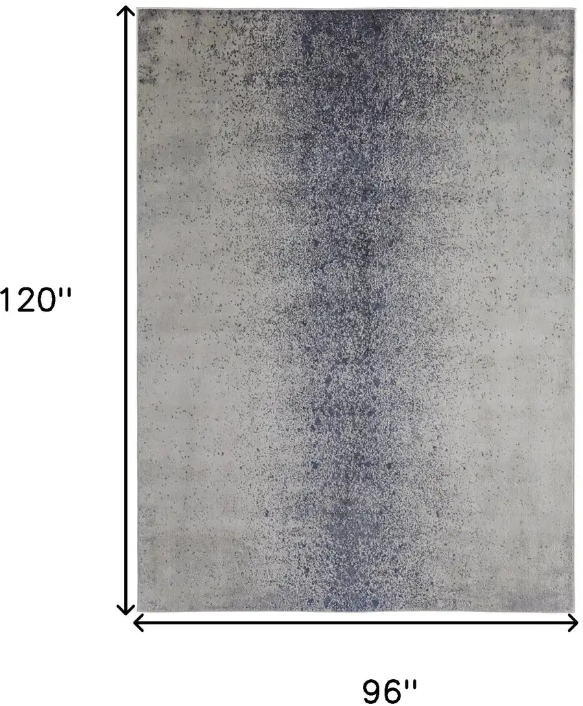 Ivory And Blue Abstract Power Loom Area Rug Photo 10