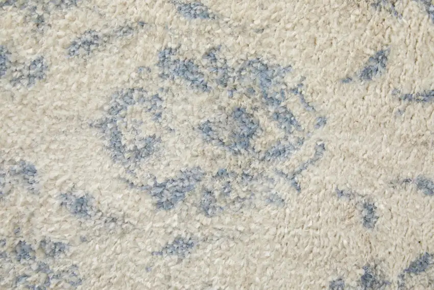 Ivory And Blue Abstract Power Loom Distressed Area Rug Photo 7