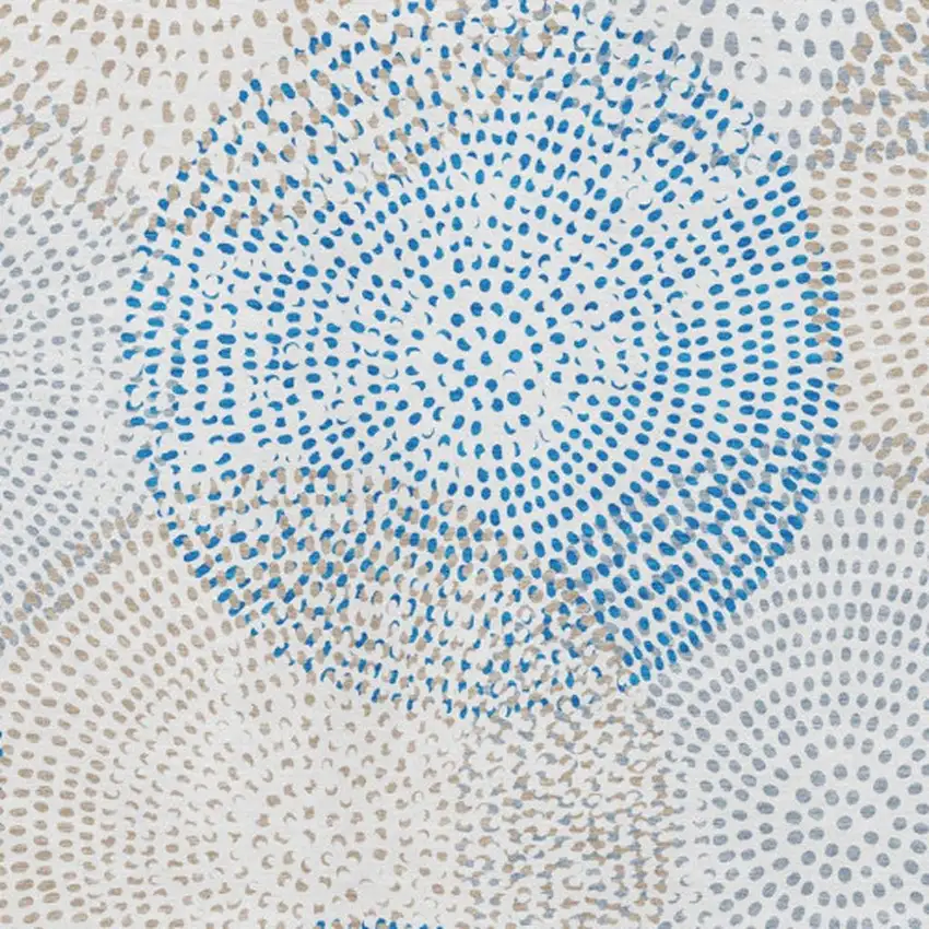 Ivory And Blue Abstract Washable Area Rug With UV Protection Photo 5