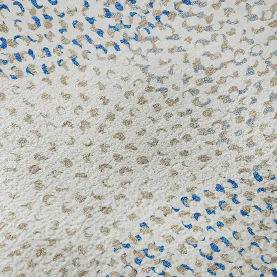 Ivory And Blue Abstract Washable Area Rug With UV Protection Photo 3