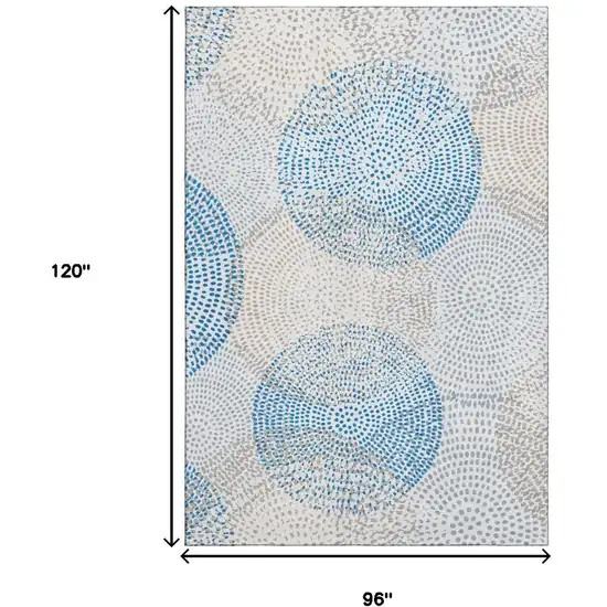 Ivory And Blue Abstract Washable Area Rug With UV Protection Photo 6