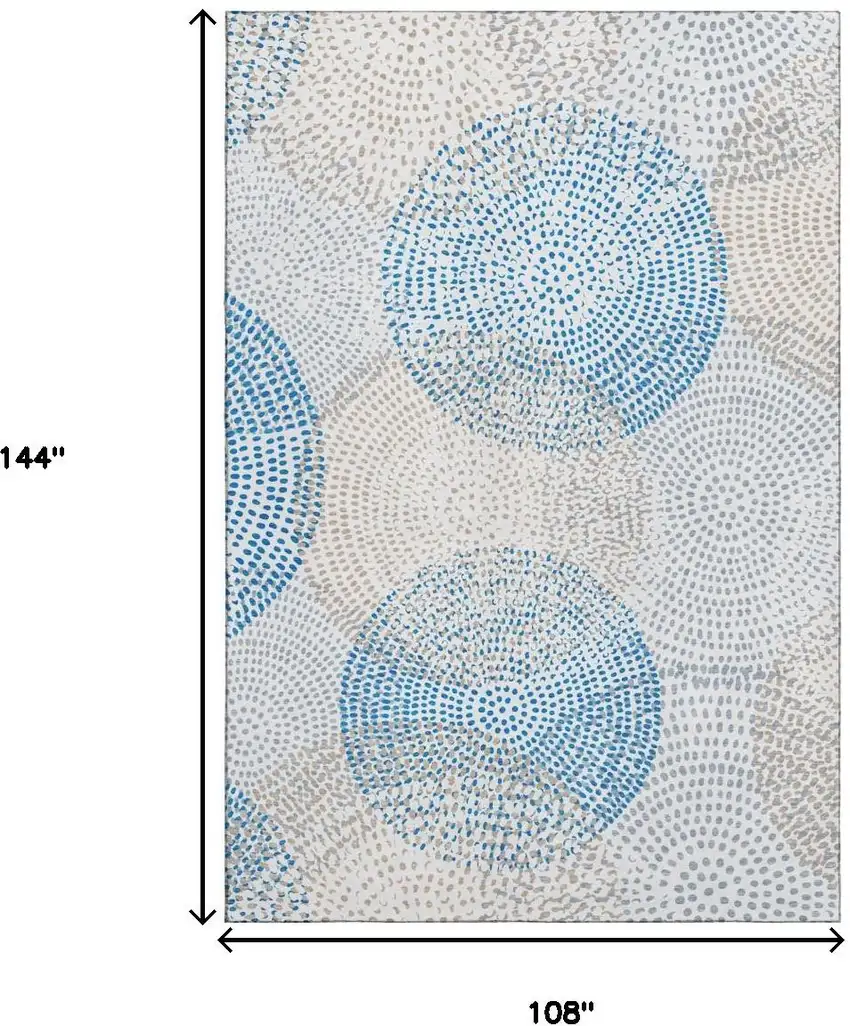 Ivory And Blue Abstract Washable Area Rug With UV Protection Photo 9