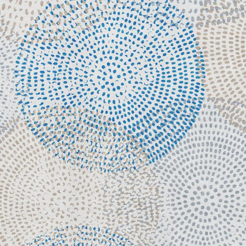 Ivory And Blue Abstract Washable Area Rug With UV Protection Photo 5