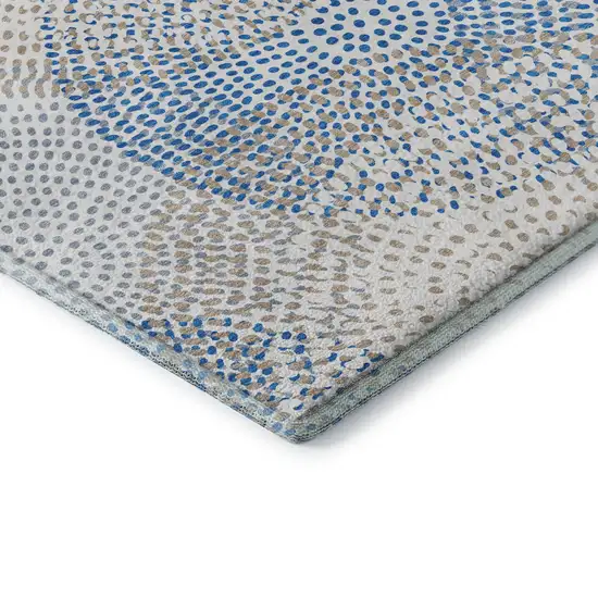 Ivory And Blue Abstract Washable Area Rug With UV Protection Photo 9