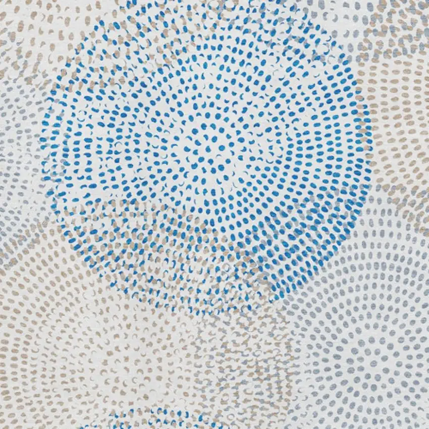 Ivory And Blue Abstract Washable Area Rug With UV Protection Photo 3