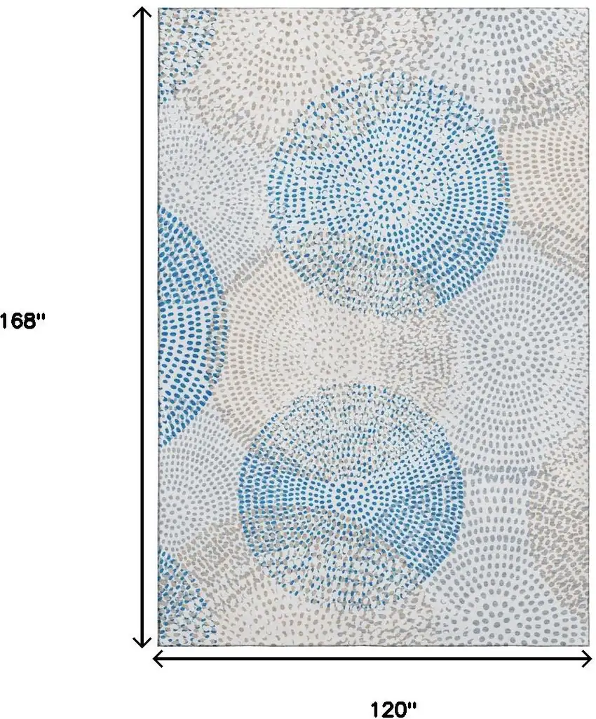 Ivory And Blue Abstract Washable Area Rug With UV Protection Photo 7