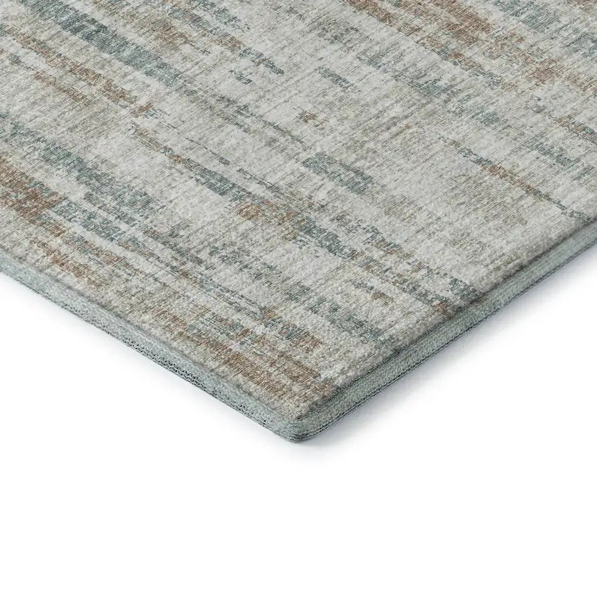 Ivory And Blue Abstract Washable Indoor Outdoor Area Rug Photo 5