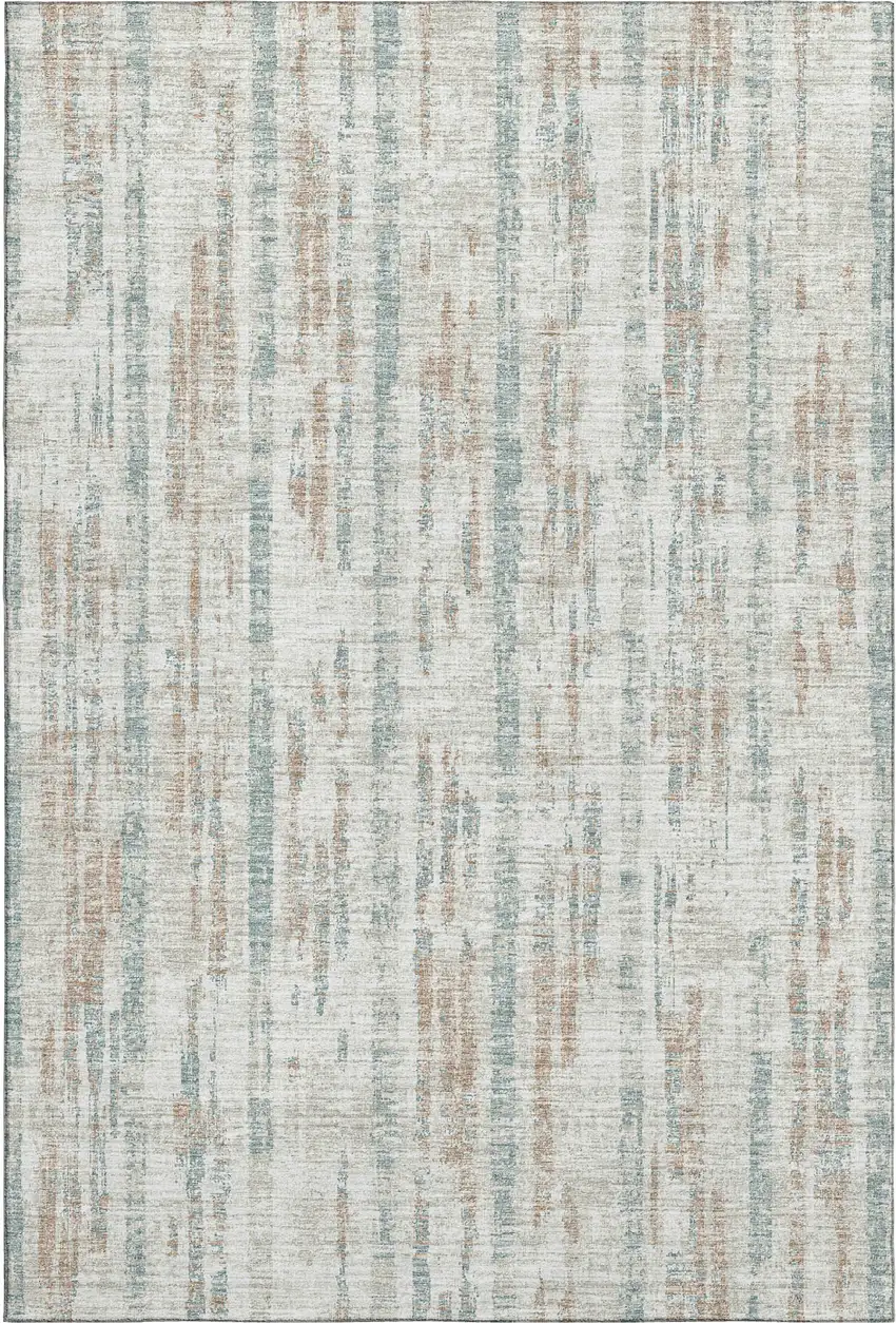 Ivory And Blue Abstract Washable Indoor Outdoor Area Rug Photo 2