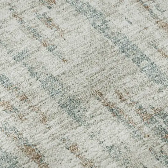 Ivory And Blue Abstract Washable Indoor Outdoor Area Rug Photo 8