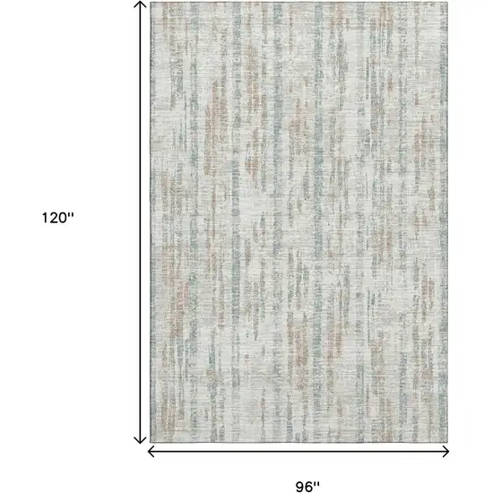 Ivory And Blue Abstract Washable Indoor Outdoor Area Rug Photo 3