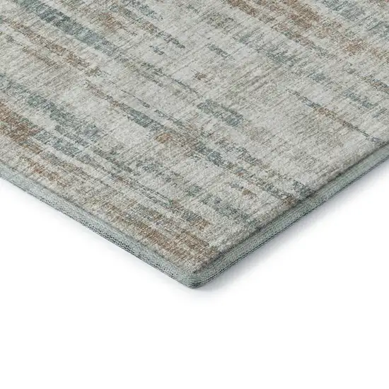Ivory And Blue Abstract Washable Indoor Outdoor Area Rug Photo 5