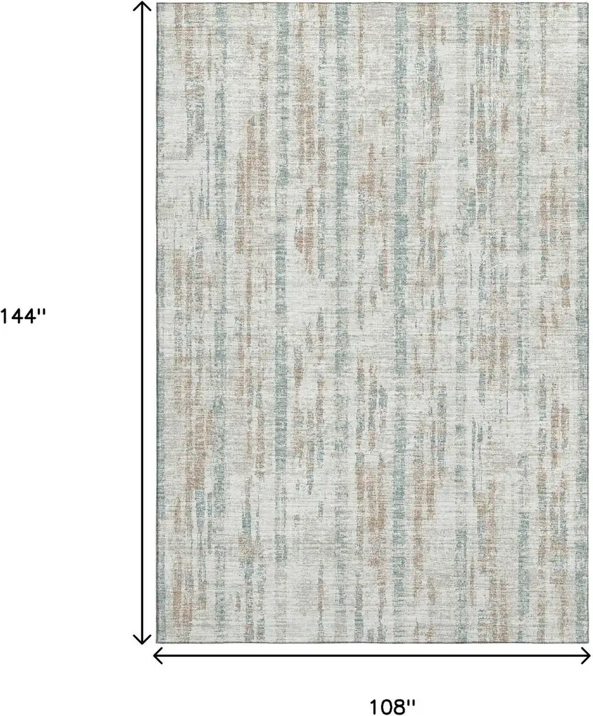 Ivory And Blue Abstract Washable Indoor Outdoor Area Rug Photo 3