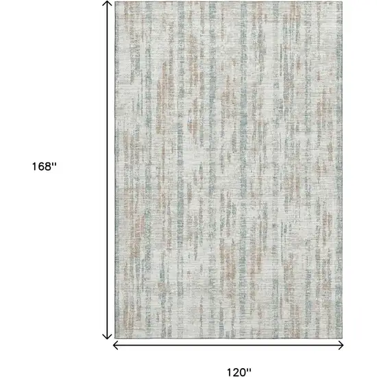 Ivory And Blue Abstract Washable Indoor Outdoor Area Rug Photo 3