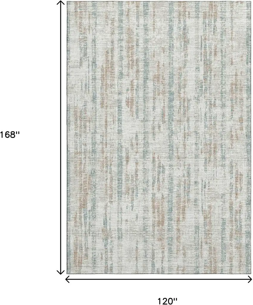 Ivory And Blue Abstract Washable Indoor Outdoor Area Rug Photo 3