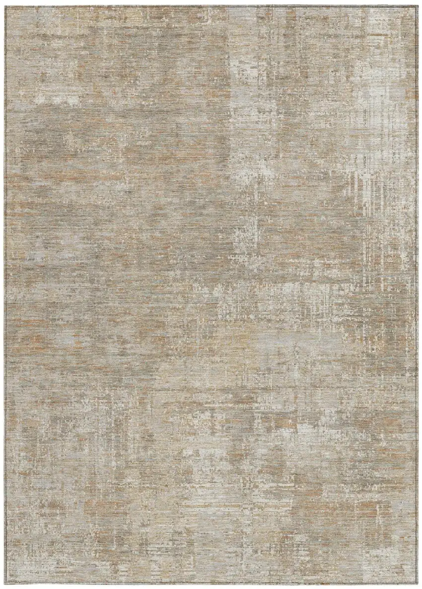 Ivory And Blue Abstract Washable Indoor Outdoor Area Rug Photo 4