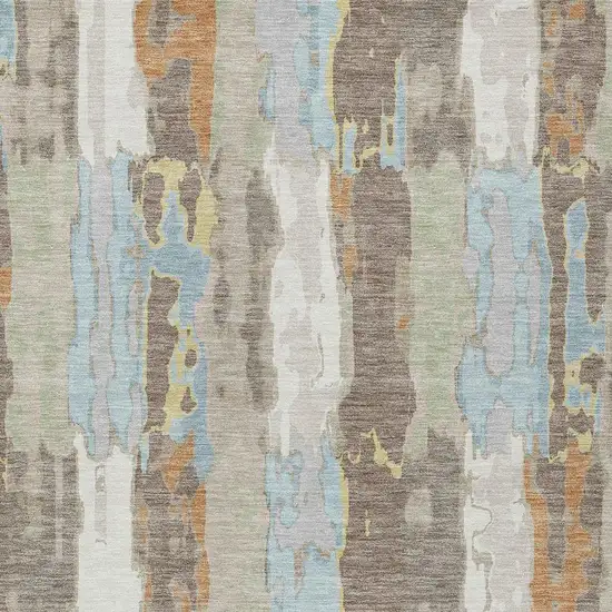 Ivory And Blue Abstract Washable Indoor Outdoor Area Rug Photo 3