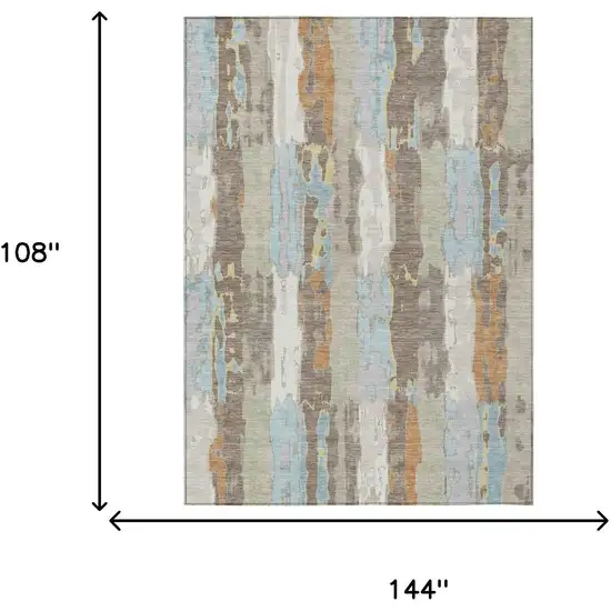 Ivory And Blue Abstract Washable Indoor Outdoor Area Rug Photo 7