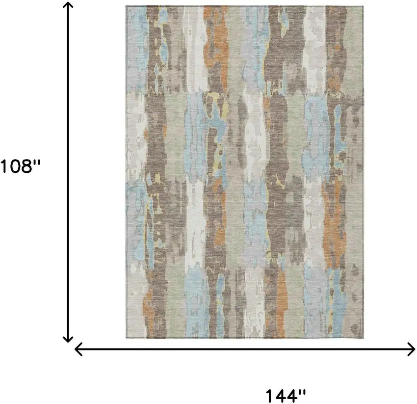 Ivory And Blue Abstract Washable Indoor Outdoor Area Rug Photo 7