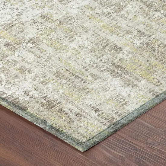 Ivory And Blue Abstract Washable Indoor Outdoor Area Rug Photo 5