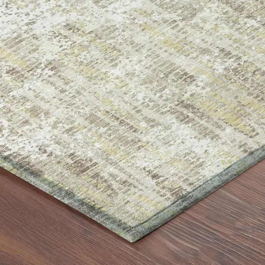 Ivory And Blue Abstract Washable Indoor Outdoor Area Rug Photo 5