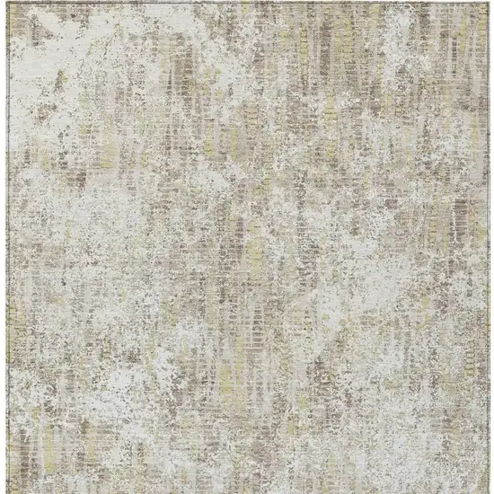 Ivory And Blue Abstract Washable Indoor Outdoor Area Rug Photo 4