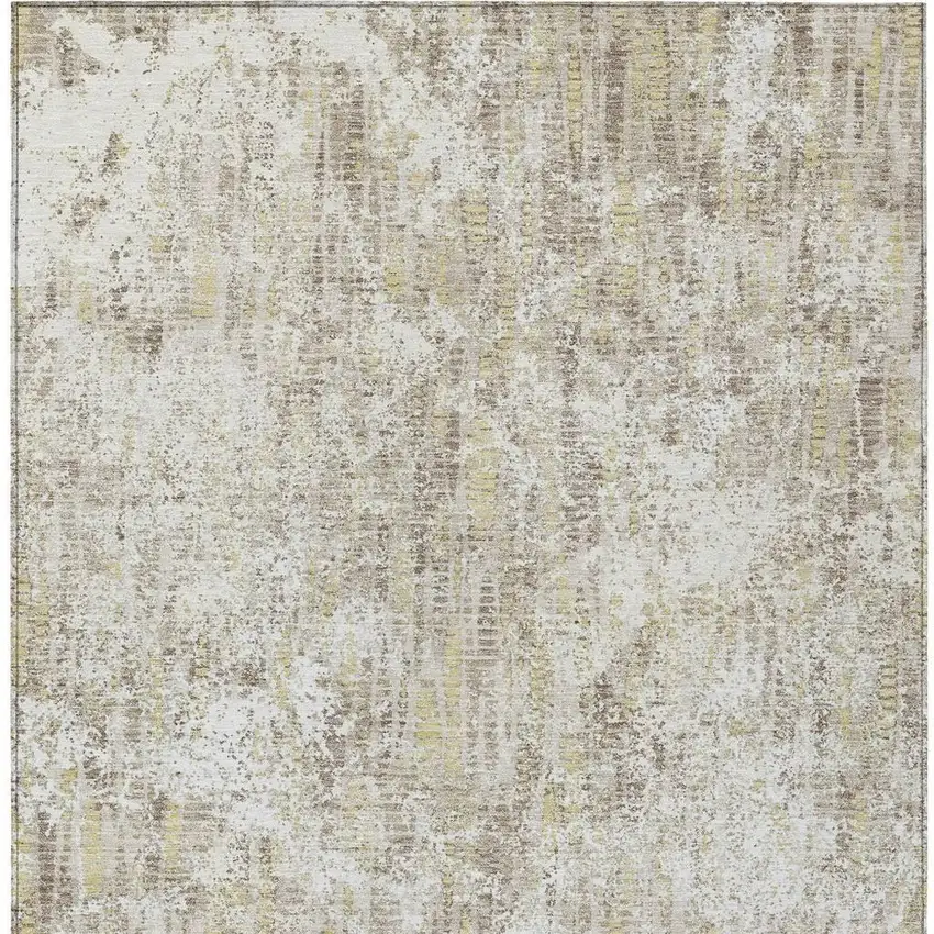 Ivory And Blue Abstract Washable Indoor Outdoor Area Rug Photo 4
