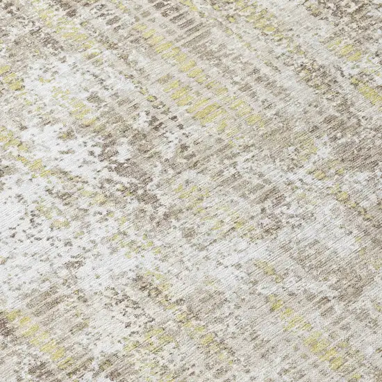 Ivory And Blue Abstract Washable Indoor Outdoor Area Rug Photo 6