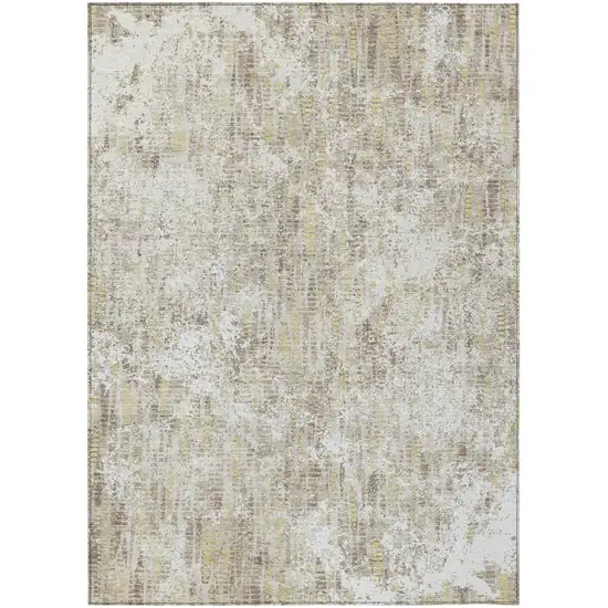Ivory And Blue Abstract Washable Indoor Outdoor Area Rug Photo 2