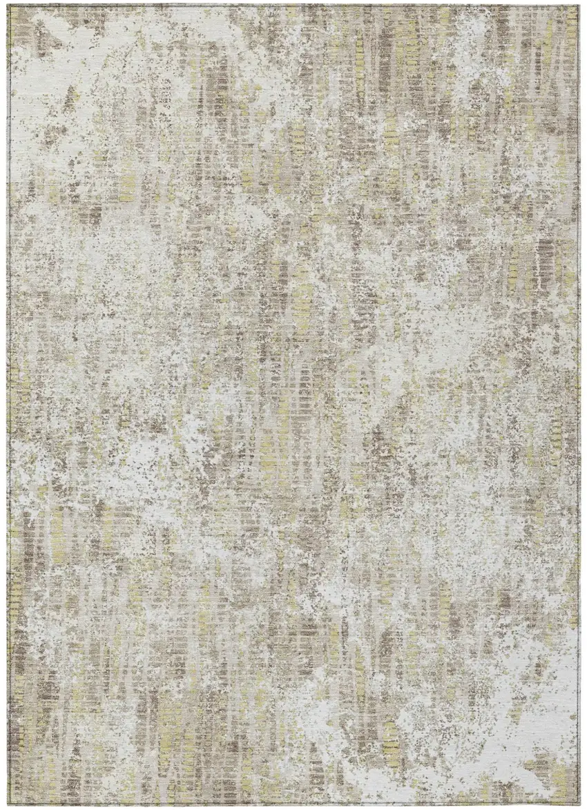 Ivory And Blue Abstract Washable Indoor Outdoor Area Rug Photo 2