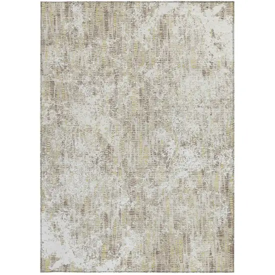 Ivory And Blue Abstract Washable Indoor Outdoor Area Rug Photo 4