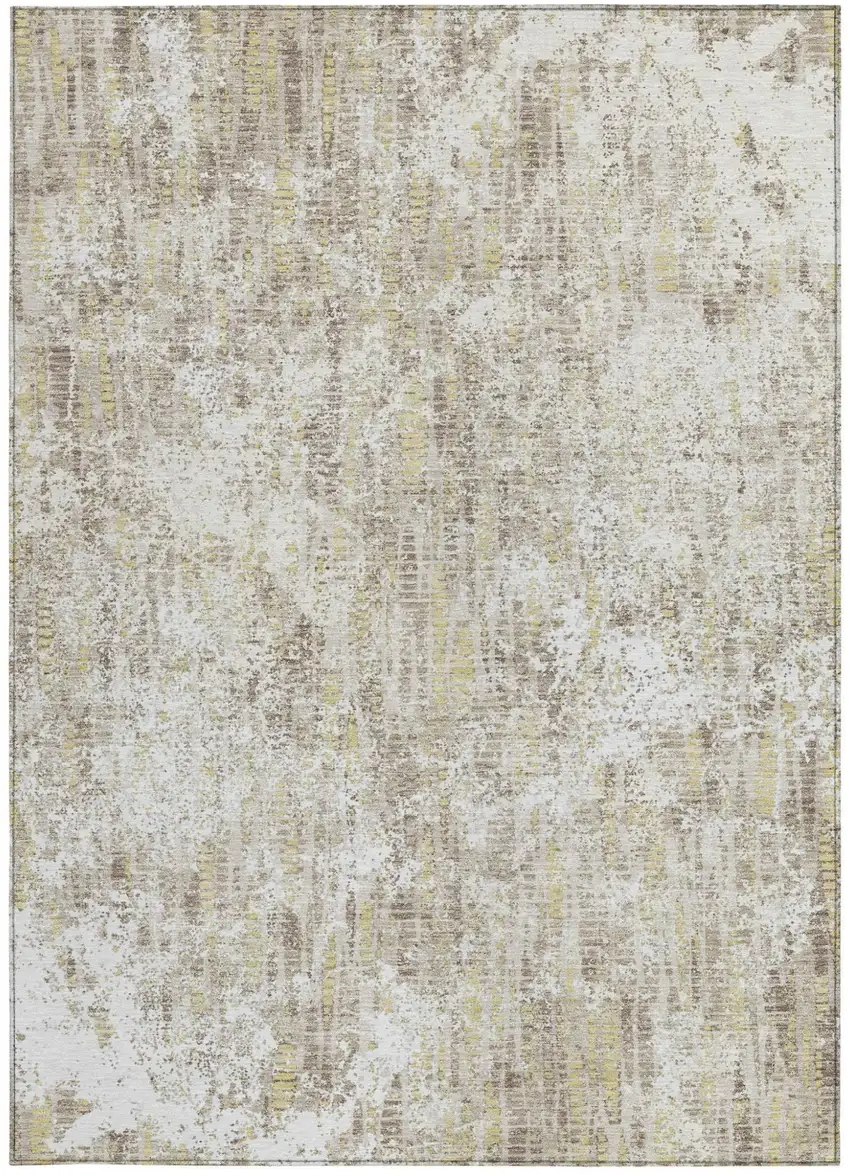 Ivory And Blue Abstract Washable Indoor Outdoor Area Rug Photo 4