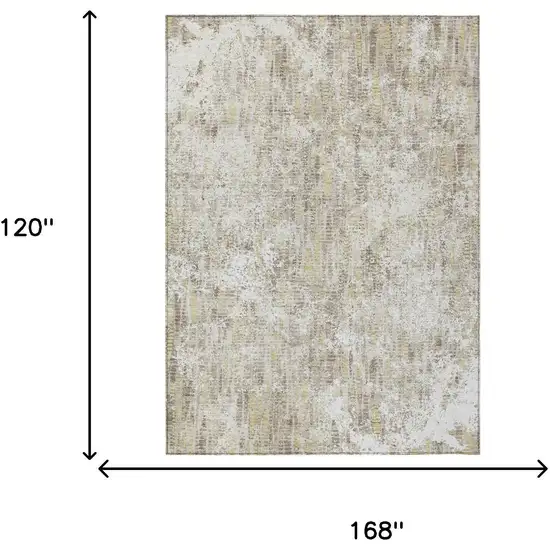 Ivory And Blue Abstract Washable Indoor Outdoor Area Rug Photo 7