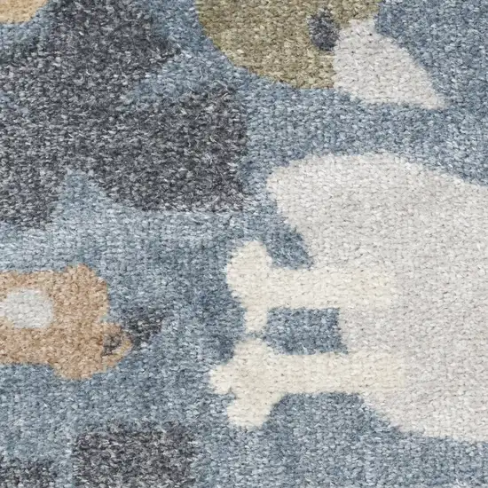 Ivory And Blue Animal Print Area Rug Photo 4