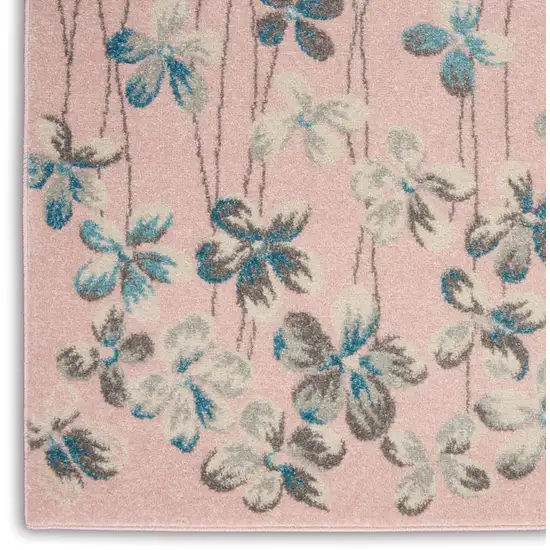 Ivory And Blue Floral Area Rug Photo 9