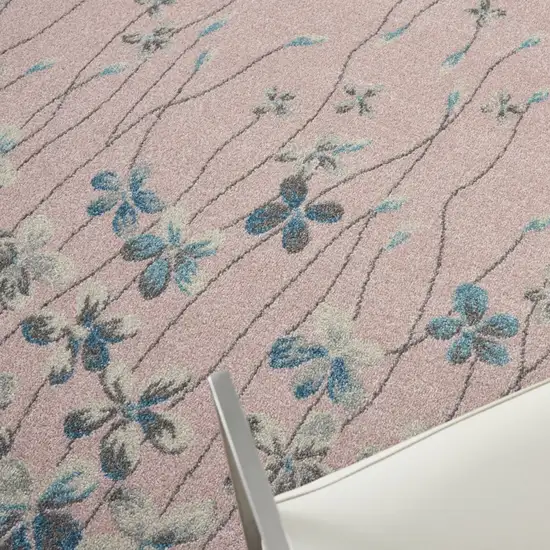 Ivory And Blue Floral Area Rug Photo 8
