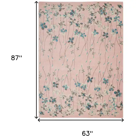 Ivory And Blue Floral Area Rug Photo 3